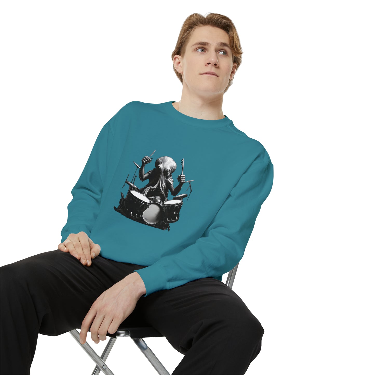 Octopus playing drums Unisex Garment-Dyed Sweatshirt