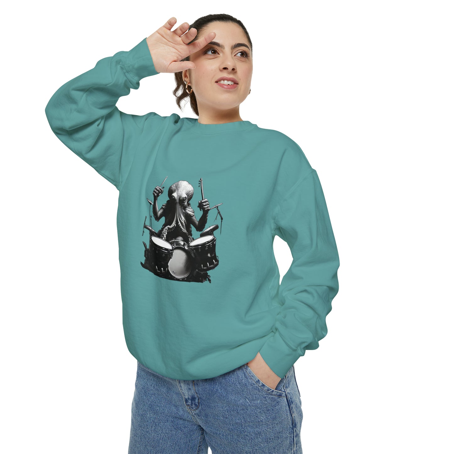 Octopus playing drums Unisex Garment-Dyed Sweatshirt