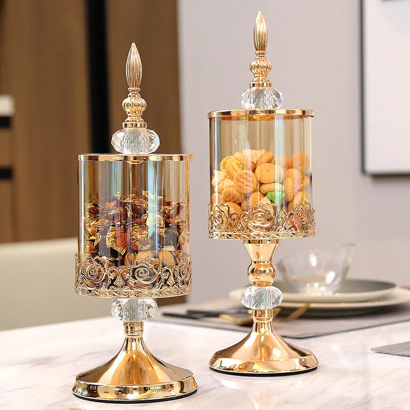 European Luxury Crystal Glass Storage Jar with Lid