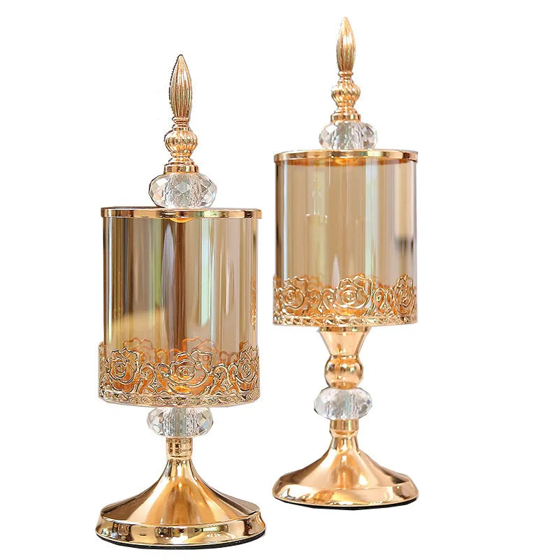 European Luxury Crystal Glass Storage Jar with Lid