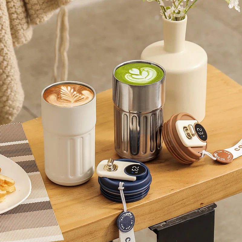 450ml Smart Thermos Bottle Stainless Steel Coffee Mug Led Temperature Display Insulated Cup Portable Vacuum Flasks Thermal Cups - Vanachie Retail