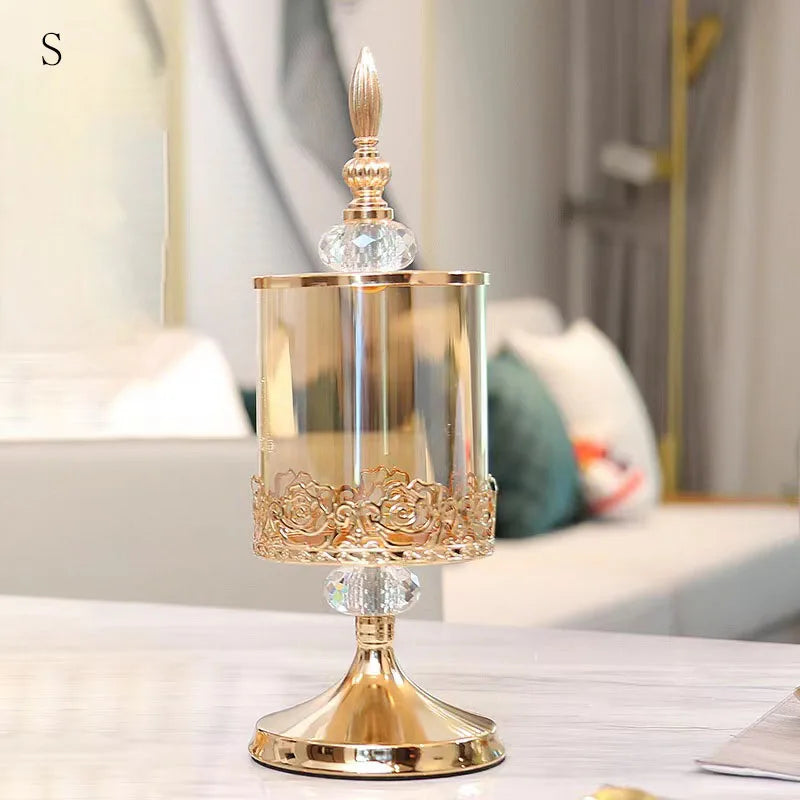 European Luxury Crystal Glass Storage Jar with Lid