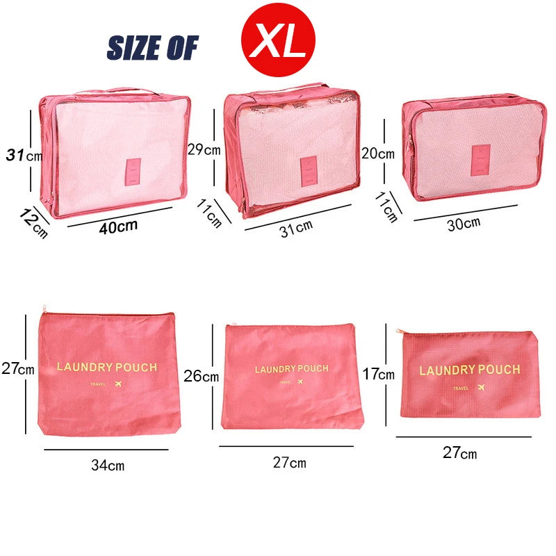 6-piece large size travel organizer