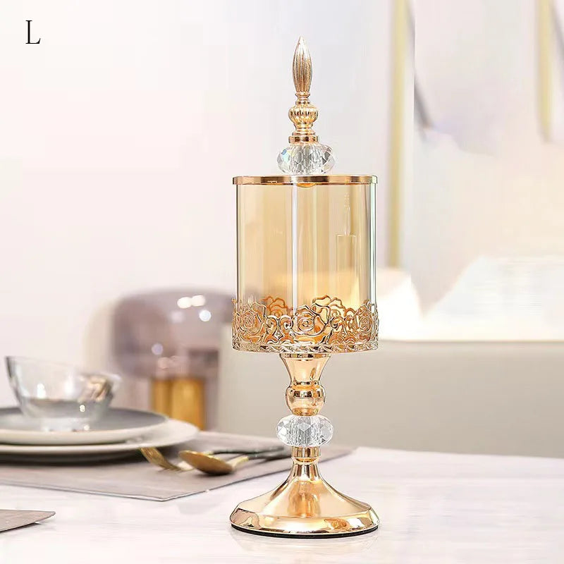 European Luxury Crystal Glass Storage Jar with Lid
