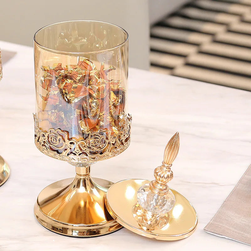 European Luxury Crystal Glass Storage Jar with Lid