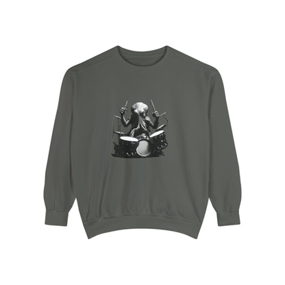 Octopus playing drums Unisex Garment-Dyed Sweatshirt