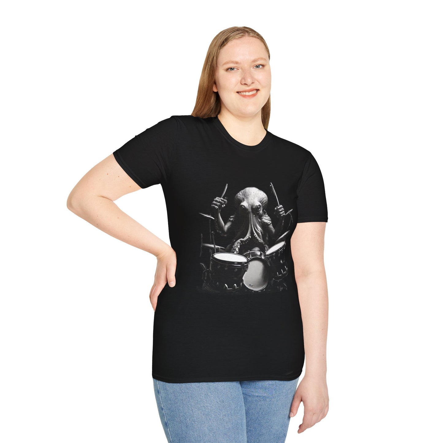 Octo-Beats" Drumming Octopus T-ShirtUnisex Softstyle T-Shirt