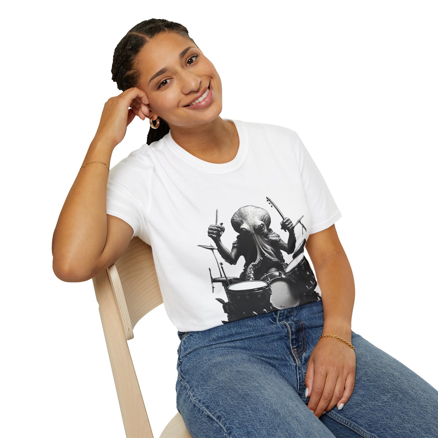 Octo-Beats" Drumming Octopus T-ShirtUnisex Softstyle T-Shirt