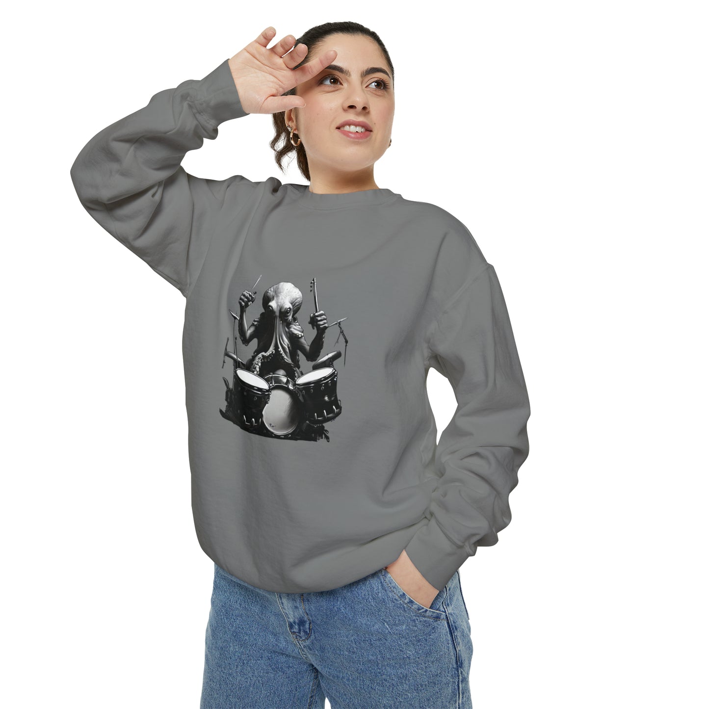 Octopus playing drums Unisex Garment-Dyed Sweatshirt