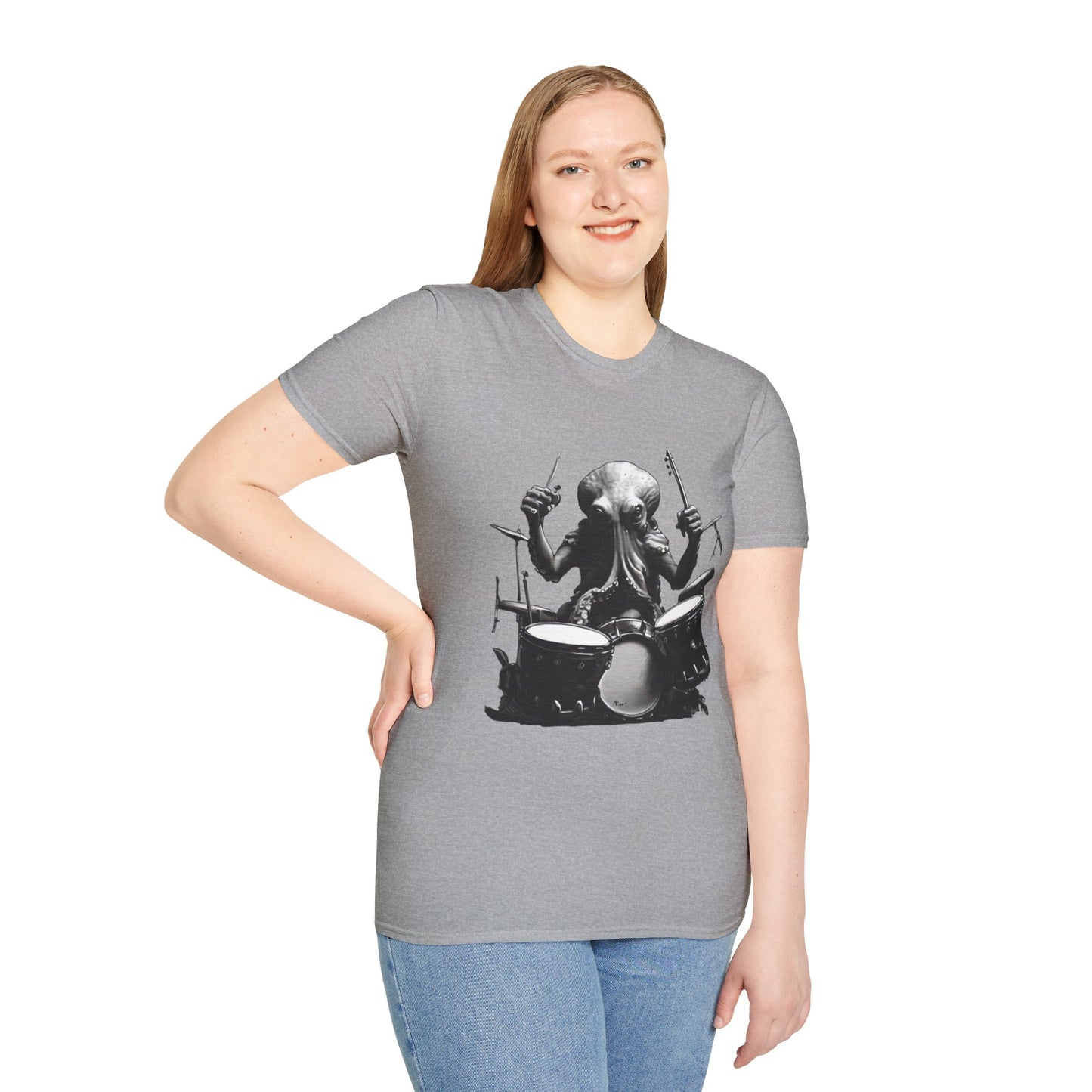 Octo-Beats" Drumming Octopus T-ShirtUnisex Softstyle T-Shirt
