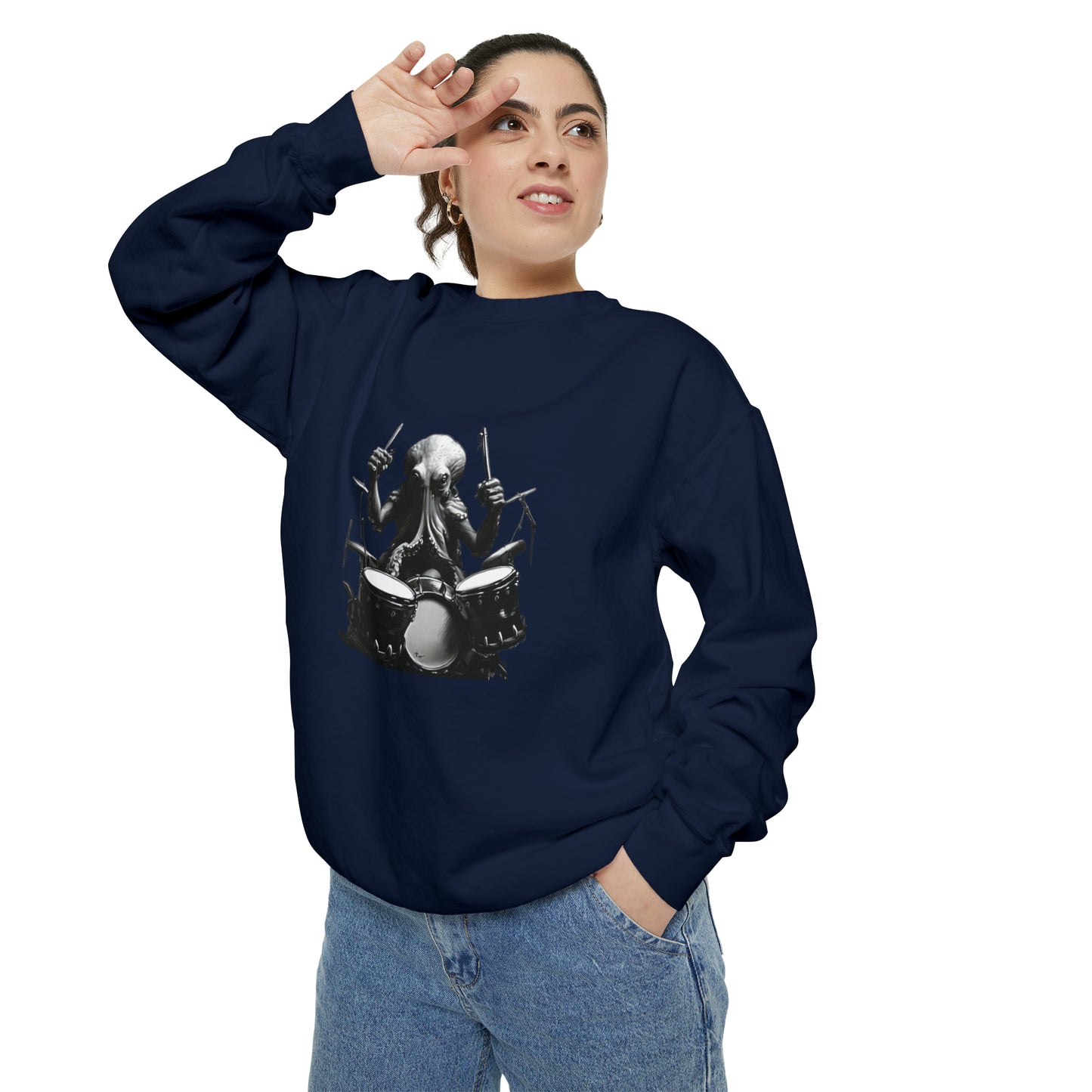 Octopus playing drums Unisex Garment-Dyed Sweatshirt