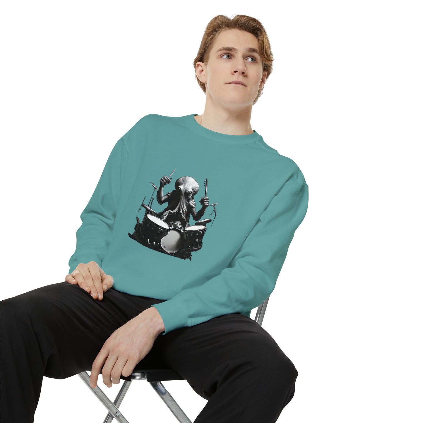 Octopus playing drums Unisex Garment-Dyed Sweatshirt