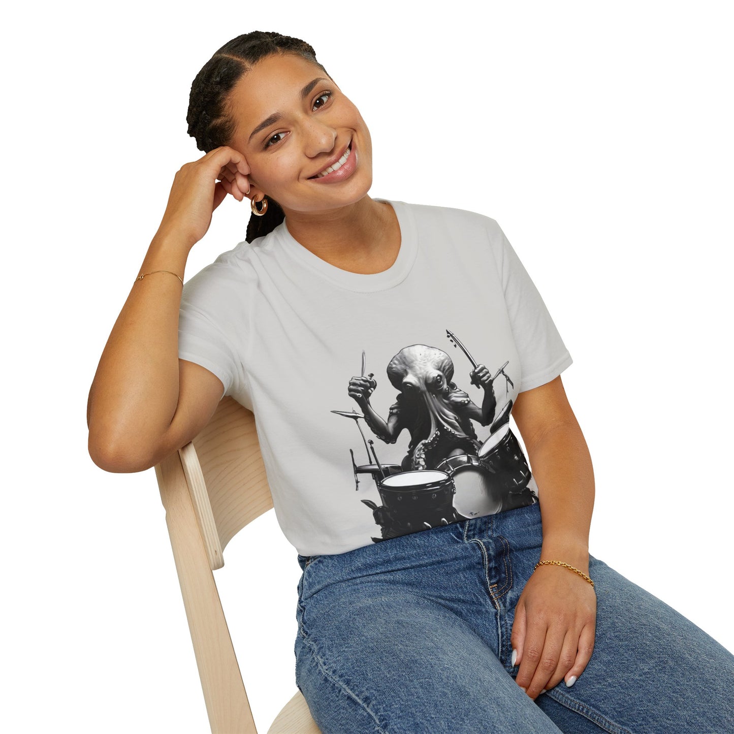Octo-Beats" Drumming Octopus T-ShirtUnisex Softstyle T-Shirt