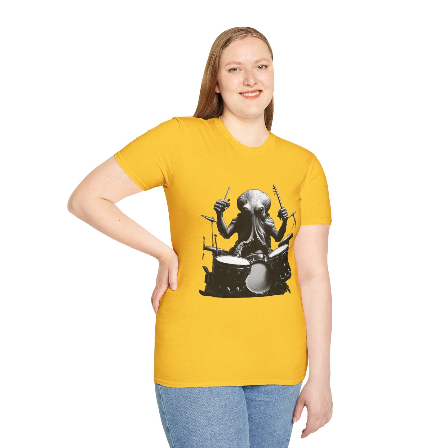 Octo-Beats" Drumming Octopus T-ShirtUnisex Softstyle T-Shirt