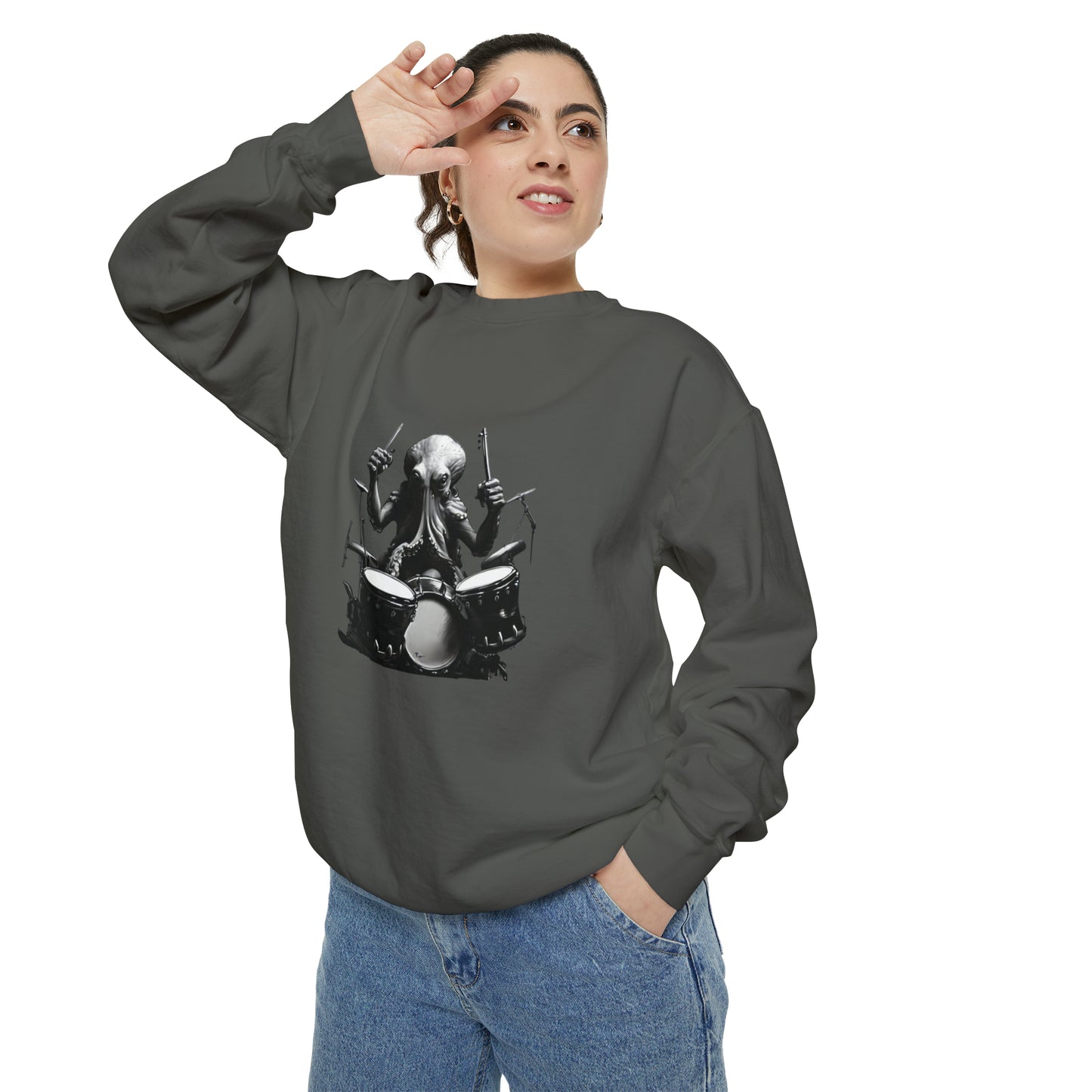 Octopus playing drums Unisex Garment-Dyed Sweatshirt