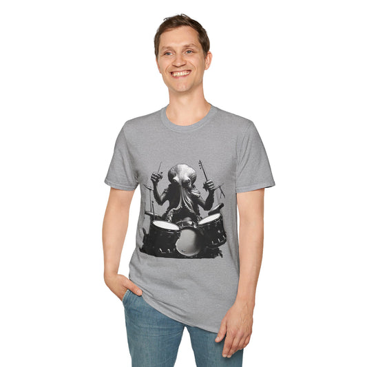 Octo-Beats" Drumming Octopus T-ShirtUnisex Softstyle T-Shirt