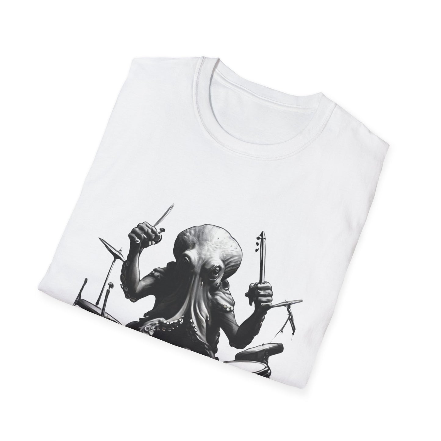 Octo-Beats" Drumming Octopus T-ShirtUnisex Softstyle T-Shirt