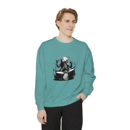 Octopus playing drums Unisex Garment-Dyed Sweatshirt