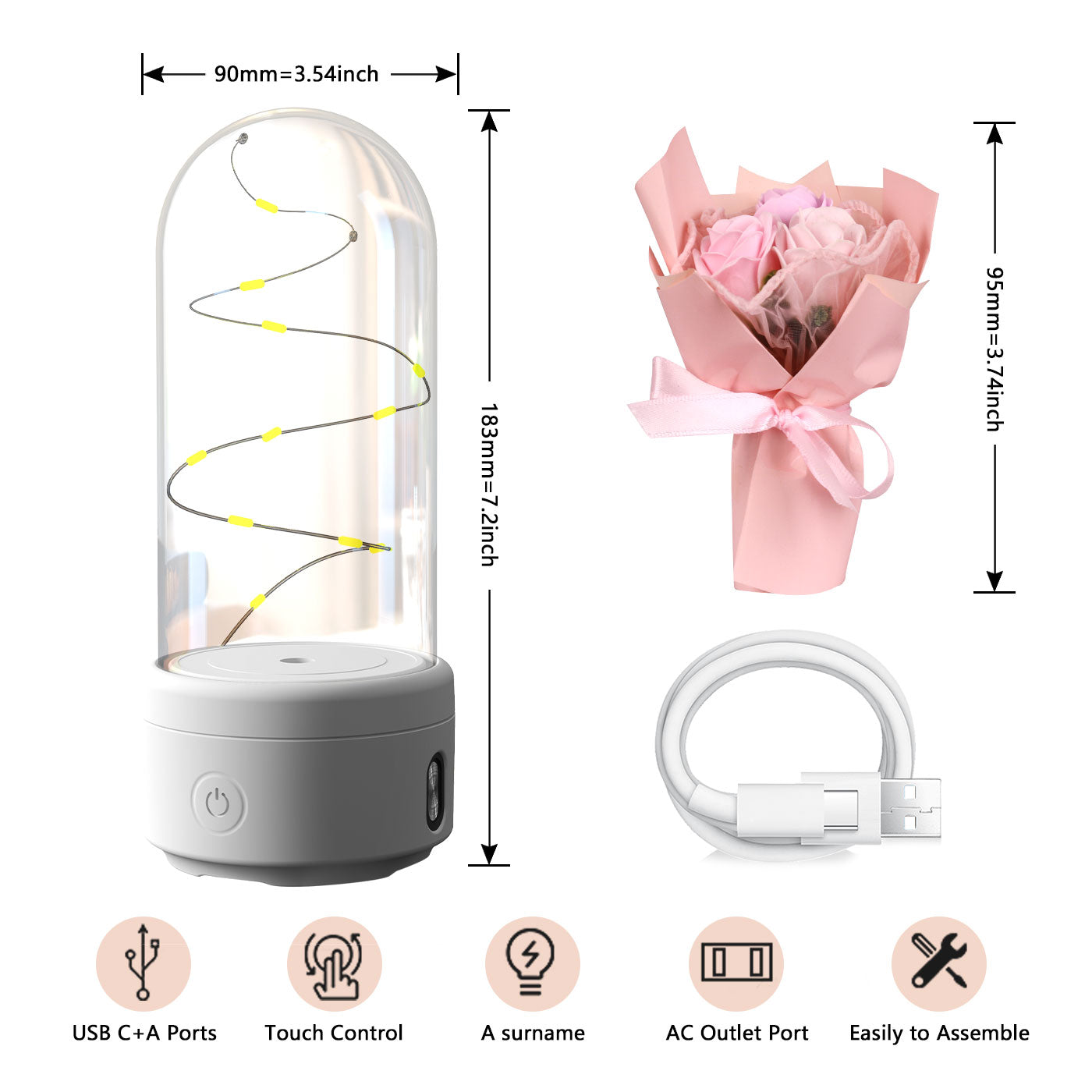 2 In 1 Bouquet LED Light with Bluetooth Speaker