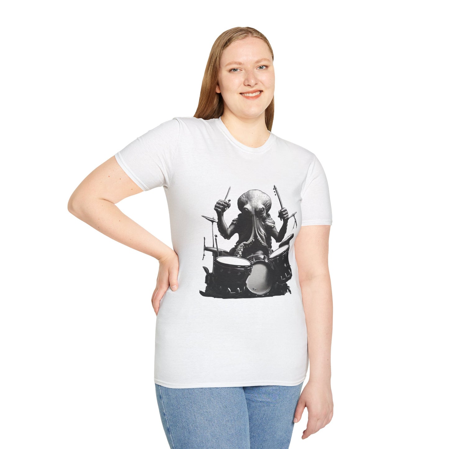 Octo-Beats" Drumming Octopus T-ShirtUnisex Softstyle T-Shirt