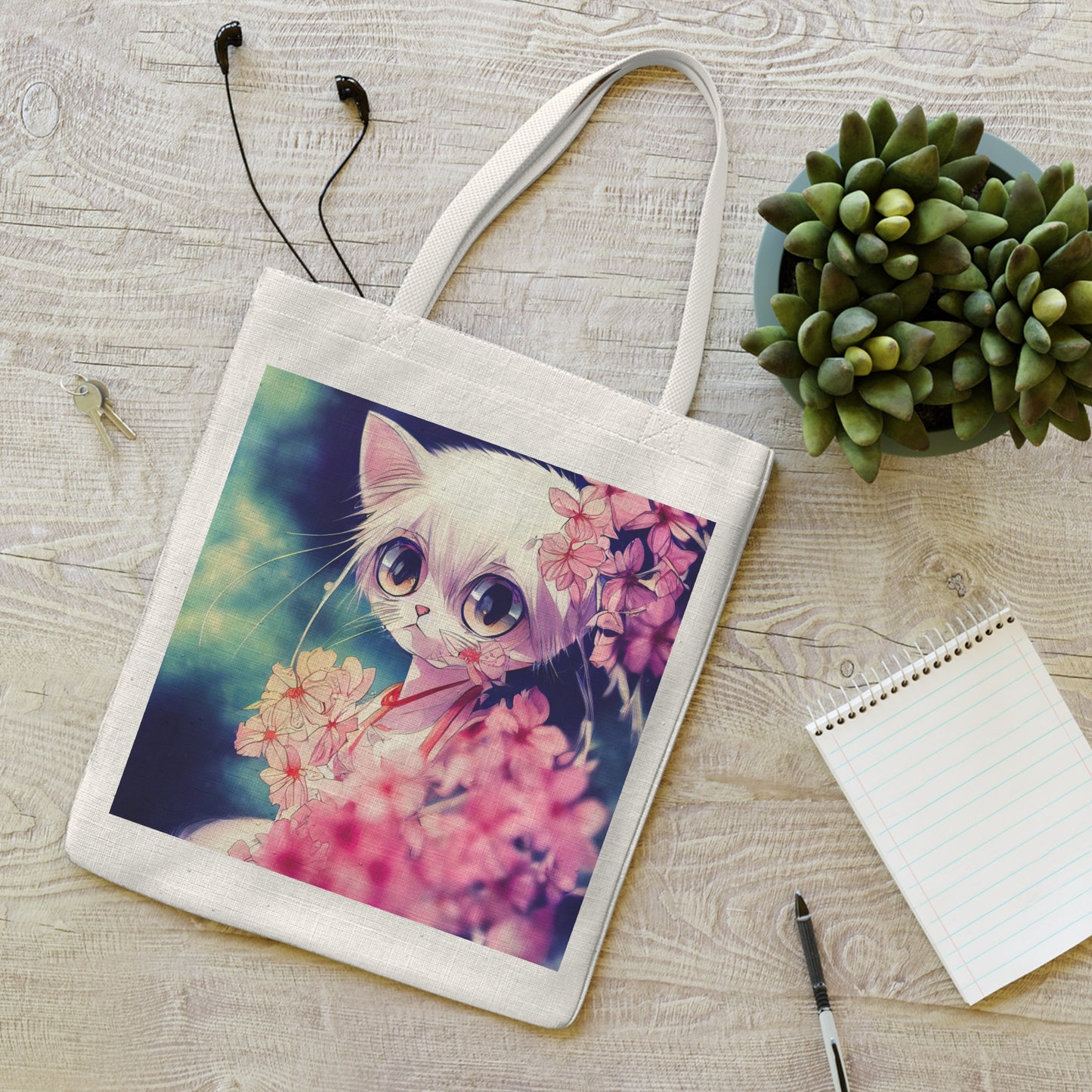 Cute Kitten Polyester Tote Bag