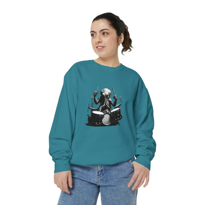 Octopus playing drums Unisex Garment-Dyed Sweatshirt
