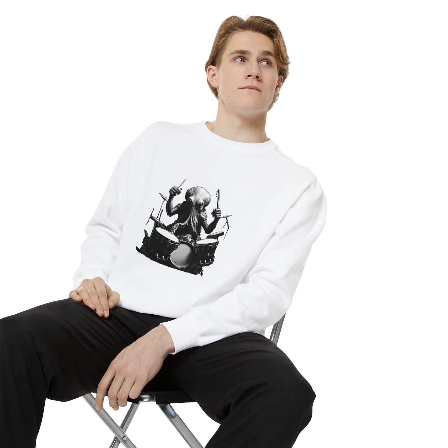 Octopus playing drums Unisex Garment-Dyed Sweatshirt