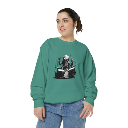 Octopus playing drums Unisex Garment-Dyed Sweatshirt