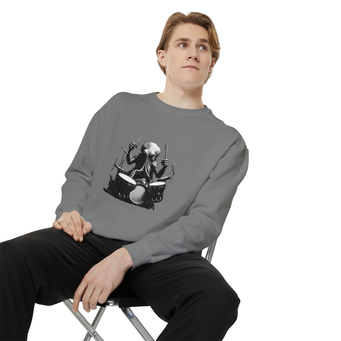Octopus playing drums Unisex Garment-Dyed Sweatshirt