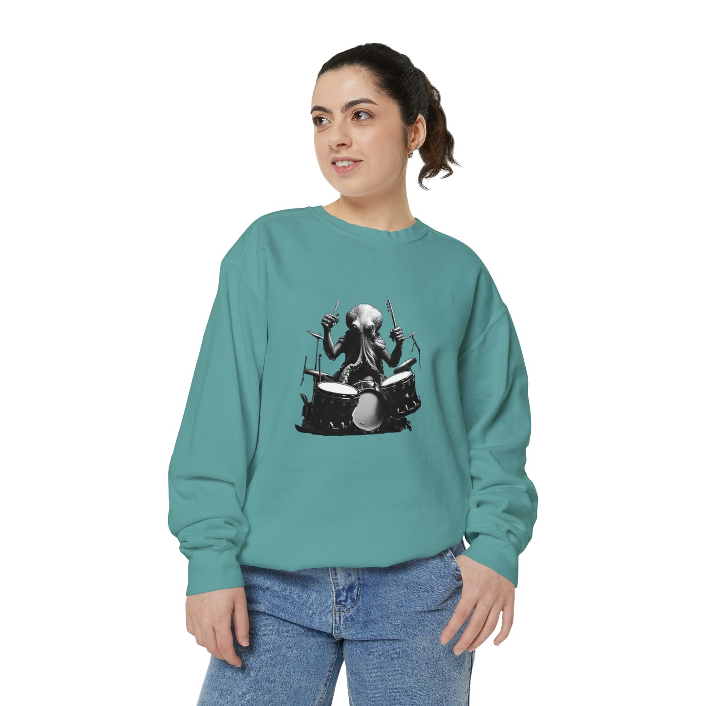 Octopus playing drums Unisex Garment-Dyed Sweatshirt