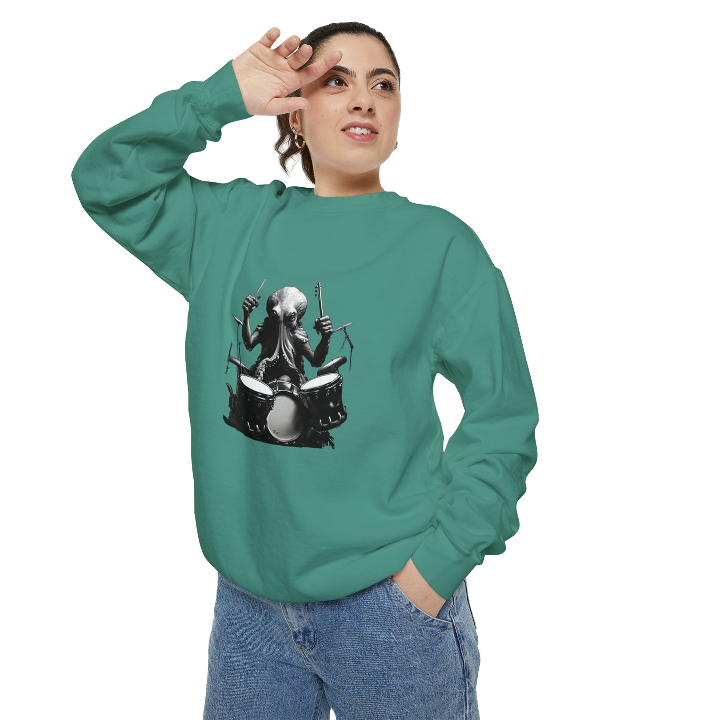 Octopus playing drums Unisex Garment-Dyed Sweatshirt