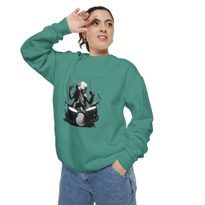 Octopus playing drums Unisex Garment-Dyed Sweatshirt