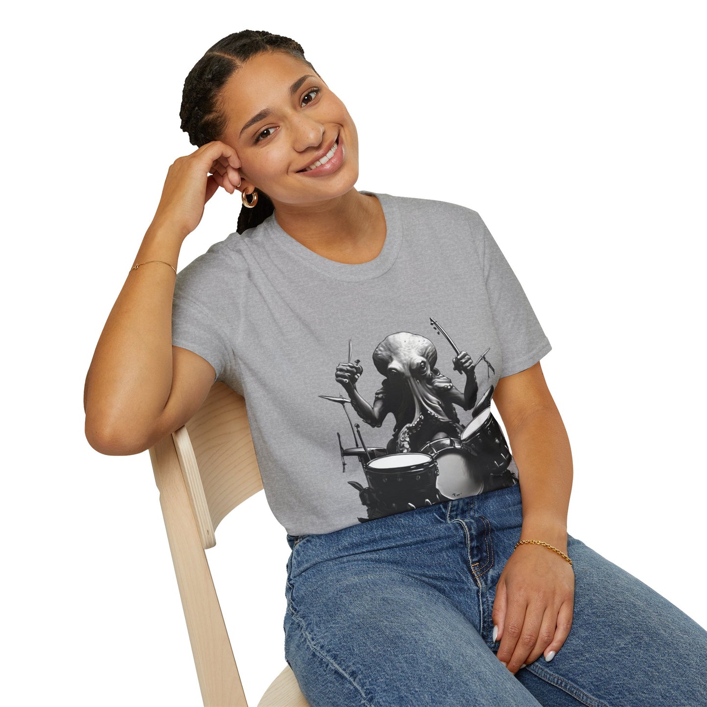 Octo-Beats" Drumming Octopus T-ShirtUnisex Softstyle T-Shirt