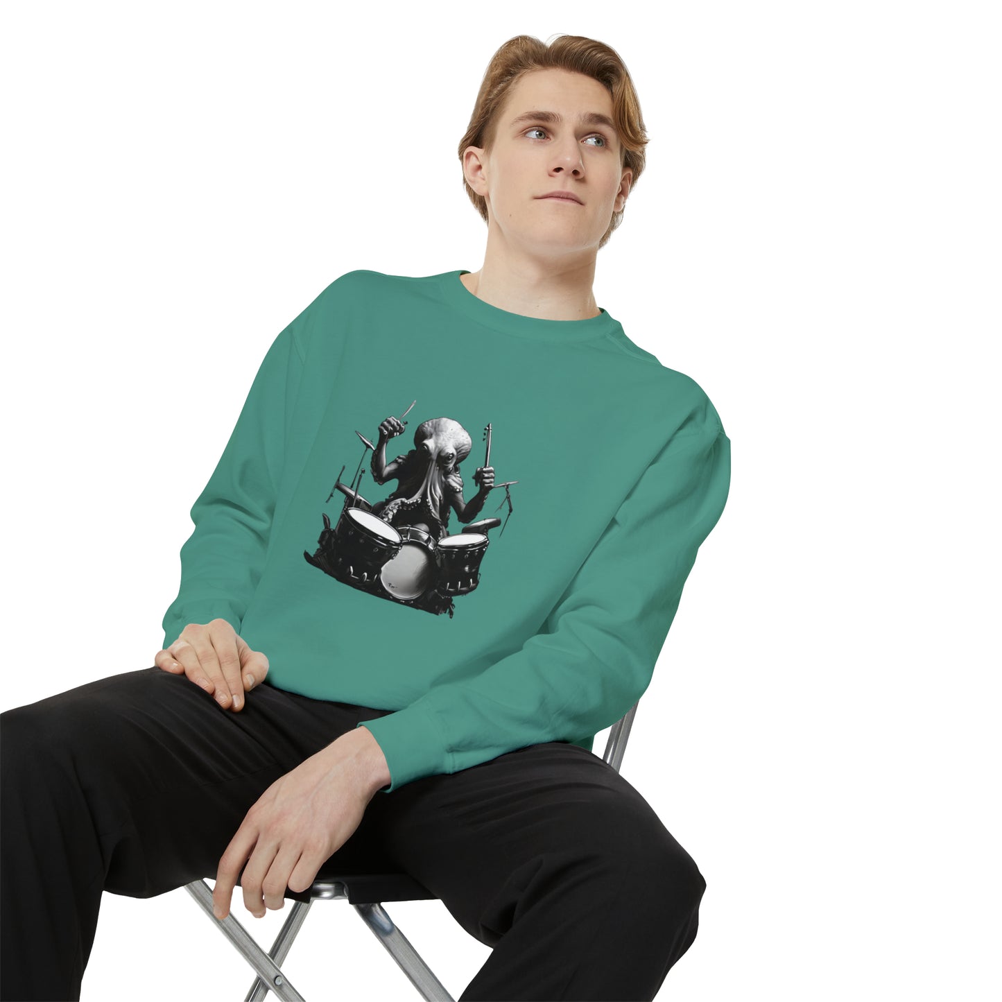 Octopus playing drums Unisex Garment-Dyed Sweatshirt