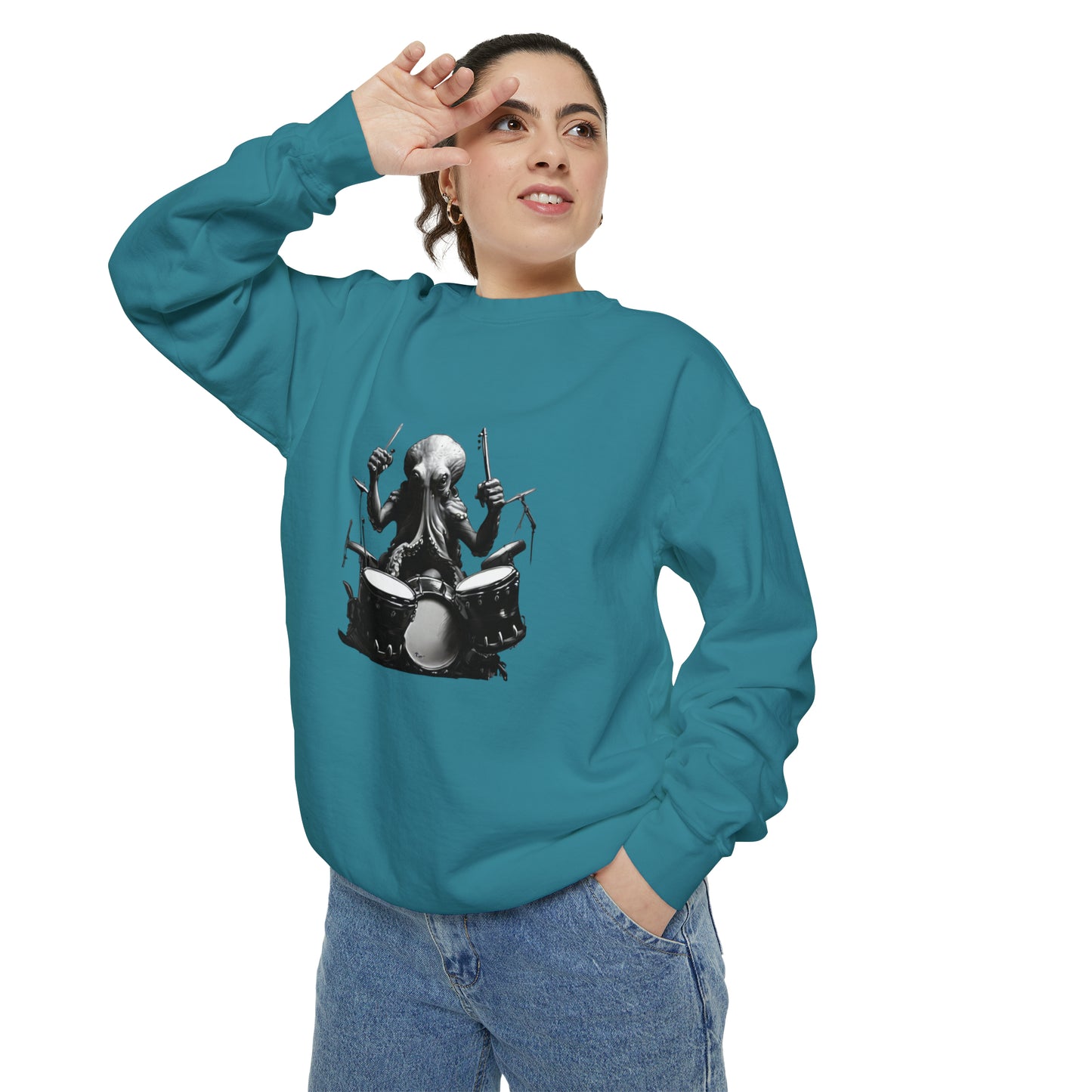 Octopus playing drums Unisex Garment-Dyed Sweatshirt