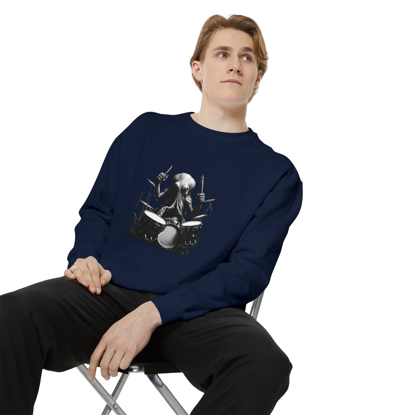 Octopus playing drums Unisex Garment-Dyed Sweatshirt