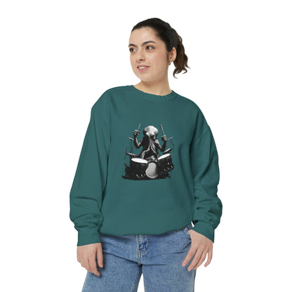 Octopus playing drums Unisex Garment-Dyed Sweatshirt