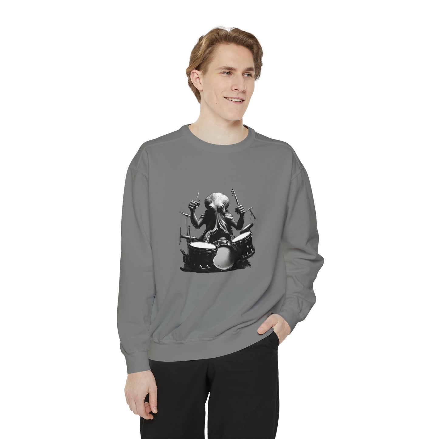 Octopus playing drums Unisex Garment-Dyed Sweatshirt