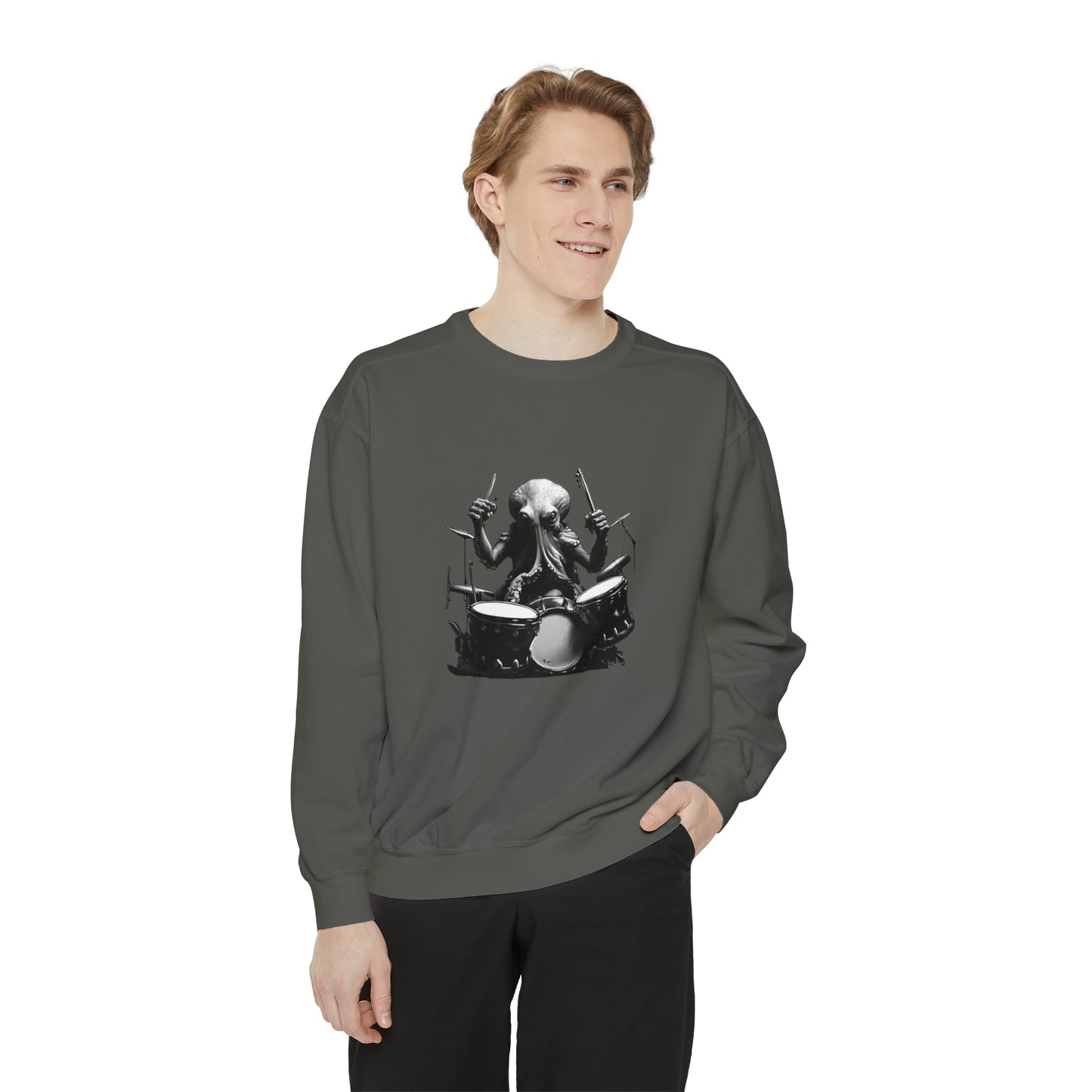 Octopus playing drums Unisex Garment-Dyed Sweatshirt