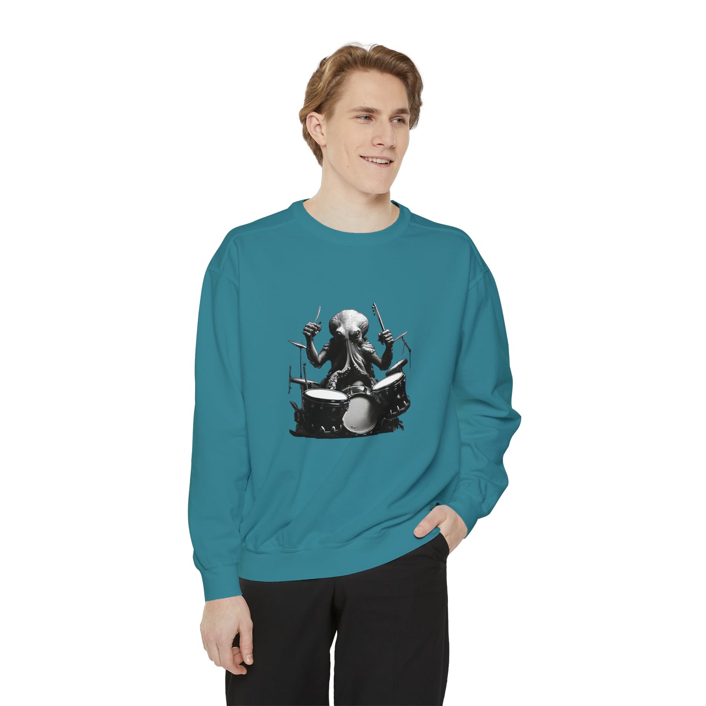 Octopus playing drums Unisex Garment-Dyed Sweatshirt