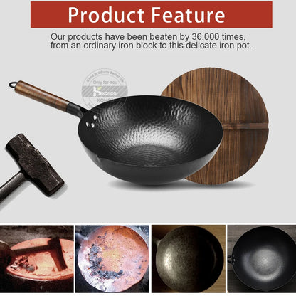 Konco Iron Cast Wok Non-coated Pot