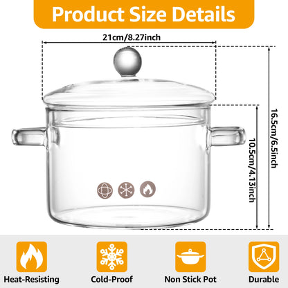 1.5/1.6L Glass Saucepan | Clear Heat Resistant