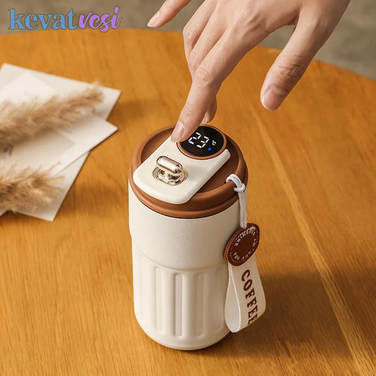 450ml Smart Thermos Bottle Stainless Steel Coffee Mug Led Temperature Display Insulated Cup Portable Vacuum Flasks Thermal Cups - Vanachie Retail