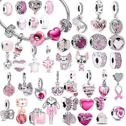Sterling Silver Pink Charms