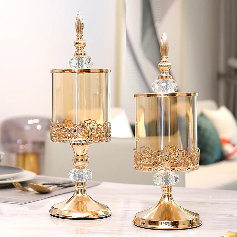 European Luxury Crystal Glass Storage Jar with Lid