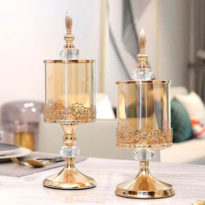 European Luxury Crystal Glass Storage Jar with Lid
