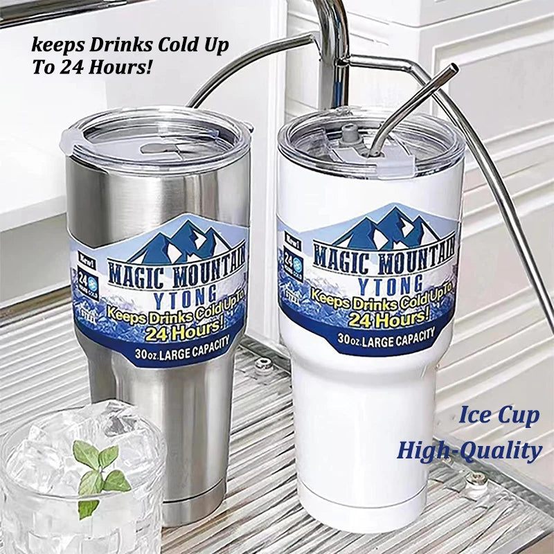 Magic Stainless Steel Freeze Thermos Cup with Straw