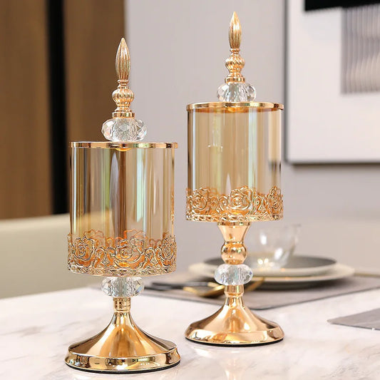 European Luxury Crystal Glass Storage Jar with Lid