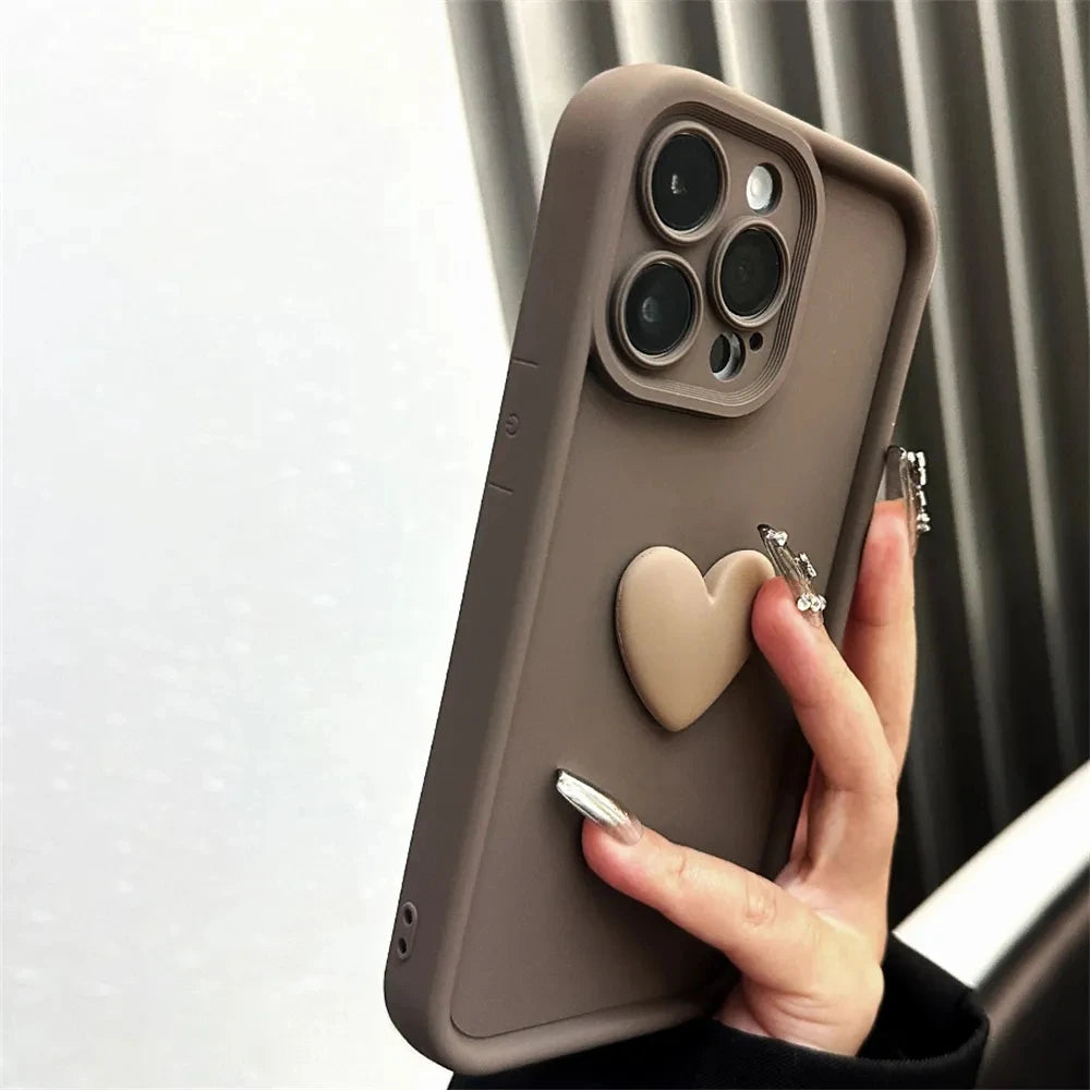 3D Love Heart Silicone Phone Case For iPhone