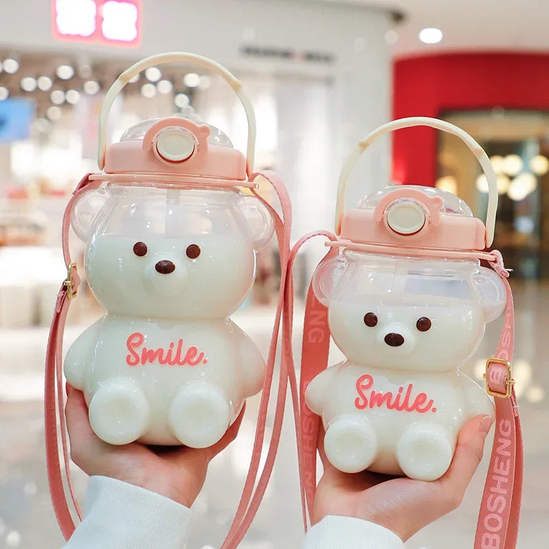 Bear Bounce Straw Water Bottle